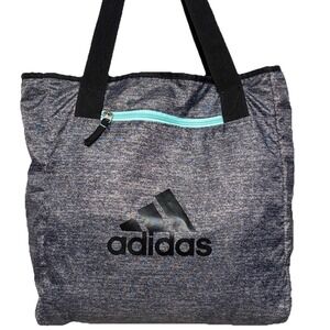 Adidas Reversible Gym Bag Studio Tote Bag Travel Multi Pocket Logo Gray Black